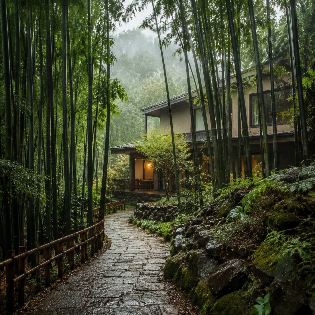 浙江莫干山竹林与山间民宿
